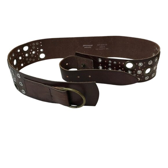 Promod  85 Brown Leather Accent Belt Made In Italy Size S - Picture 5 of 6